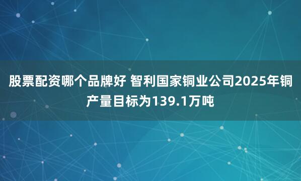 股票配资哪个品牌好 智利国家铜业公司2025年铜产量目标为139.1万吨