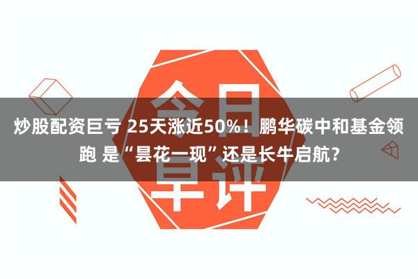 炒股配资巨亏 25天涨近50%！鹏华碳中和基金领跑 是“昙花一现”还是长牛启航？